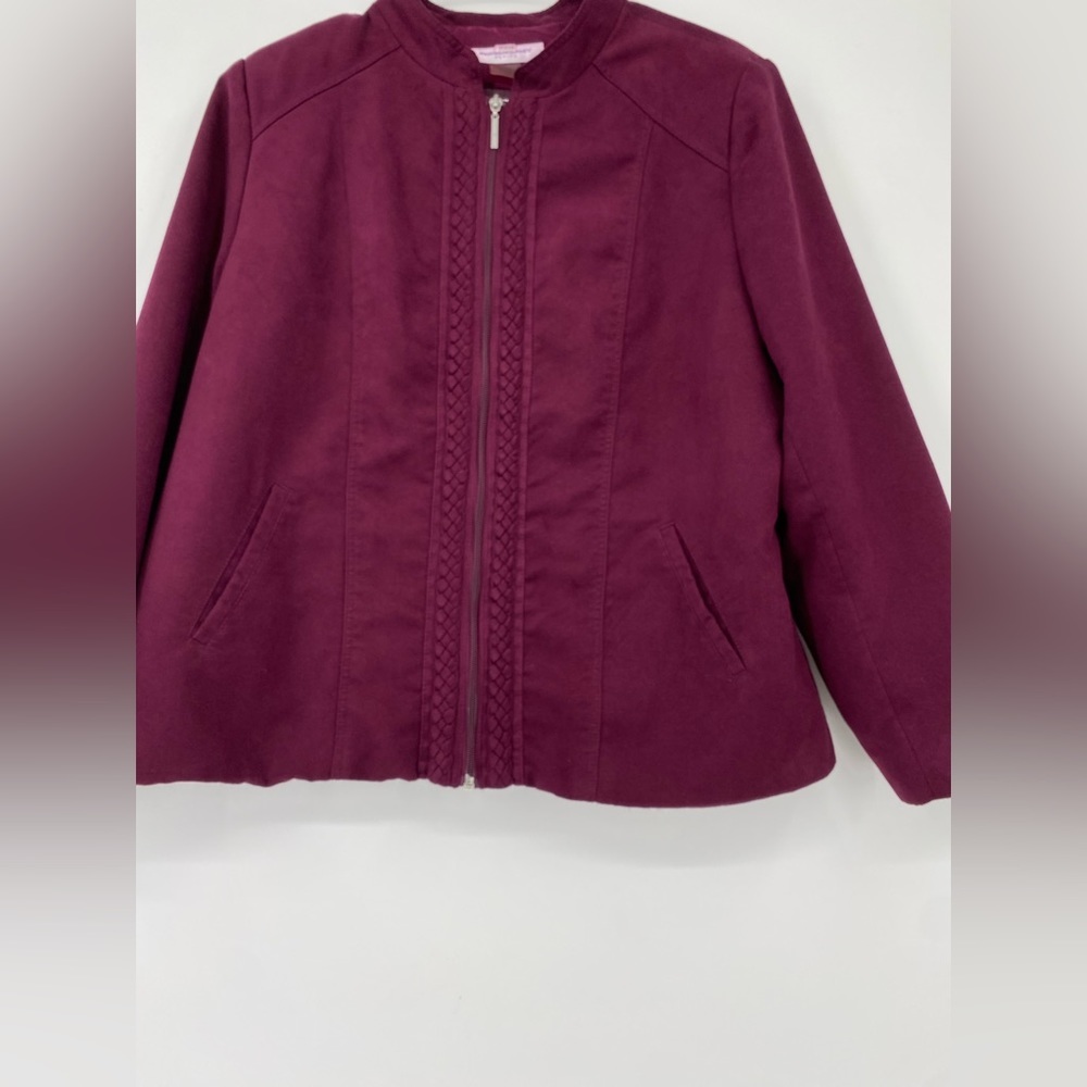 Allison Daley Women's
Chic Faux Suede Braided Trim Jacket Size 14P